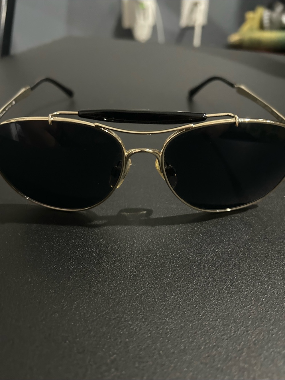 Ralph Lauren Gold Frame Black Lens Aviator Sunglasses
